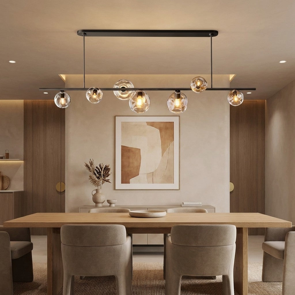 Bubble Clear Glass Linear Chandelier 61'' 79''for Dining room