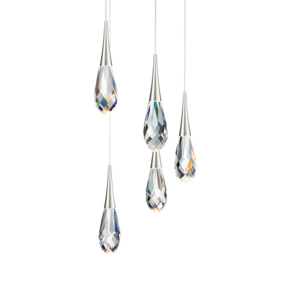 Hibiscus LED Multi Light Pendant Light in Polished Nickel (5-Light).