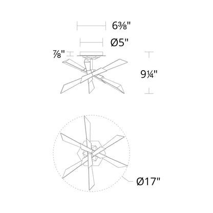 Solitude LED Semi Flush Mount Ceiling Light - line drawing.