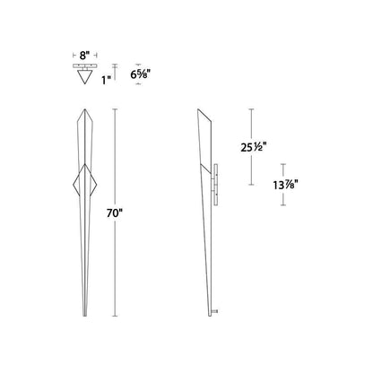 Solitude LED Wall Light - line drawing.