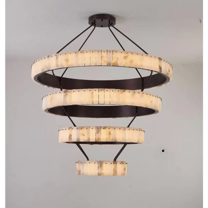 Tiered Alabaster Spiral Chandelier