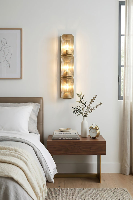 Triple Sparkling Faceted Wall Light - view 2 | morylighting