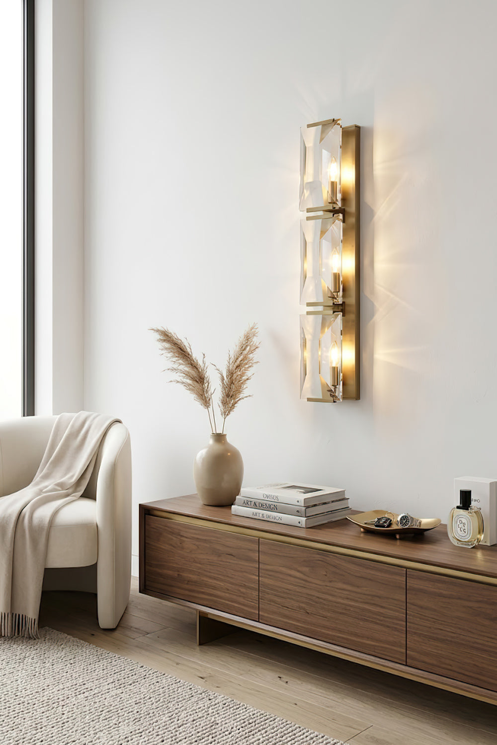 Triple Sparkling Faceted Wall Light - view 3 | morylighting