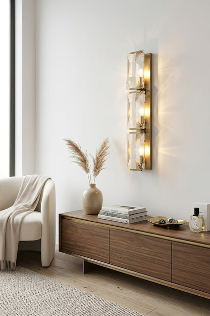 Triple Sparkling Faceted Wall Light - view 3 | morylighting