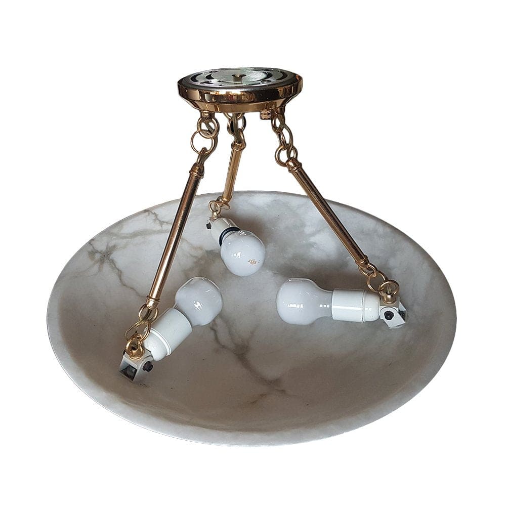 Vintage Round Alabaster Ceiling Lamp