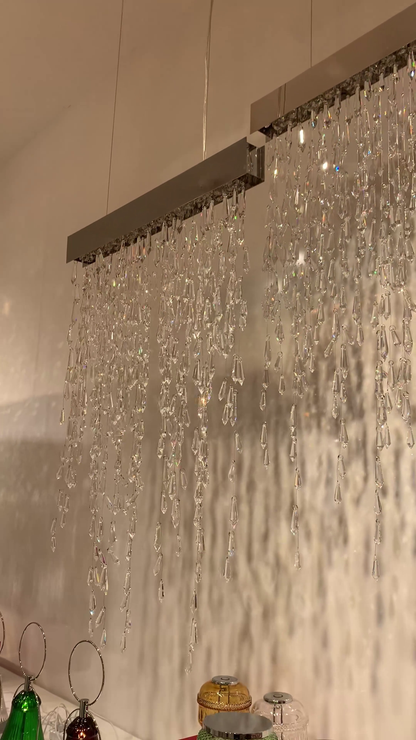 Modern Waterfall Tassel Crystal Chandelier for Dining & Kitchen