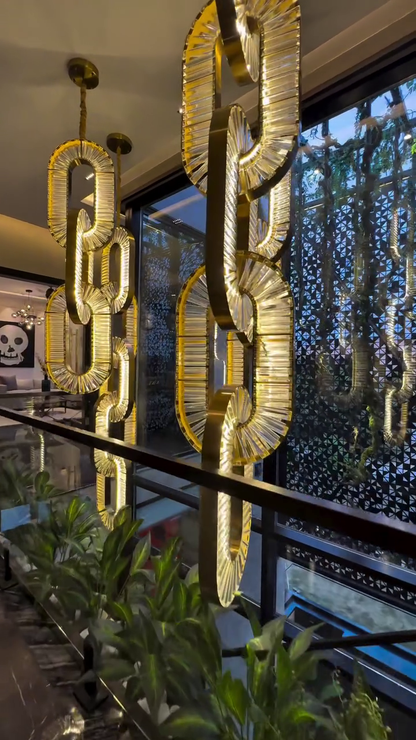 Luxury Crystal and Metal Chain Pendant Chandelier for High Ceilings with Modern Finish