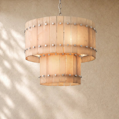 San Marcon Alabaster Two-Tier Round Chandelier