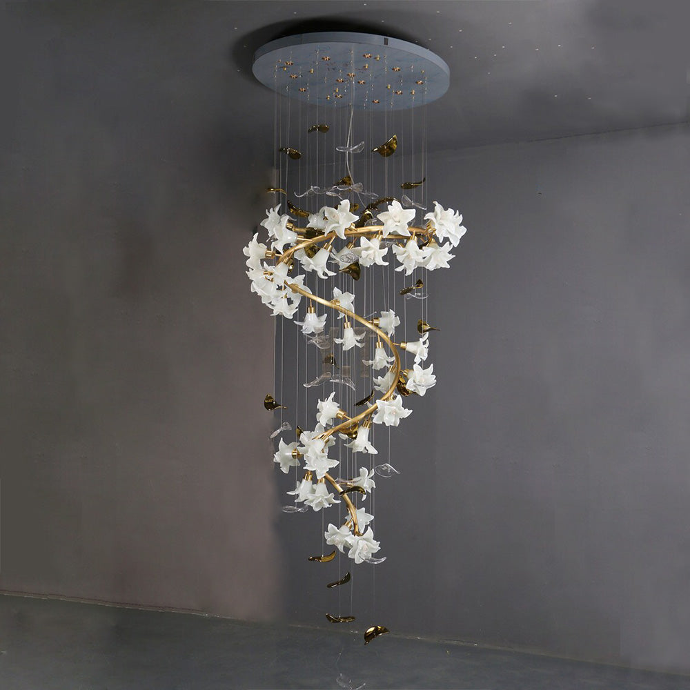 Morylighting Veridian Bloom Brass Branch Chandelier - Background Shot