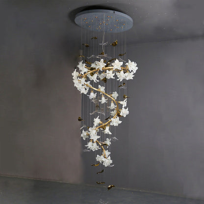 Morylighting Veridian Bloom Brass Branch Chandelier - Background Shot