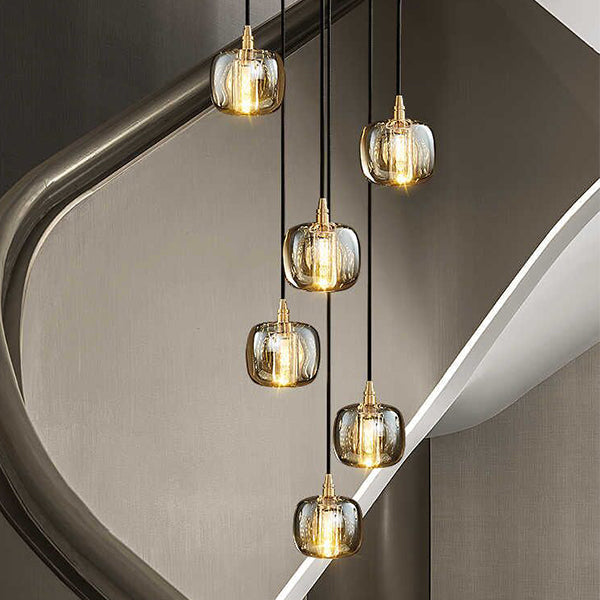 Morylighting Grand Cascade Glass Orb Chandelier - American transitional great room with cathedral ceiling