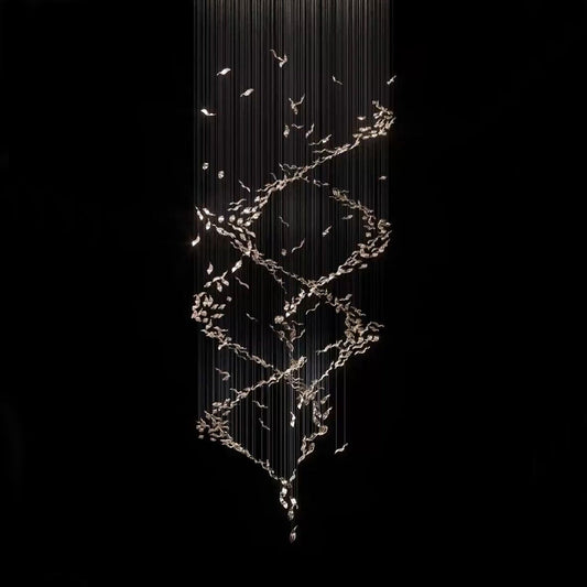 Morylighting Grand Lumina Double Spiral Crystal Chandelier - Background Shot
